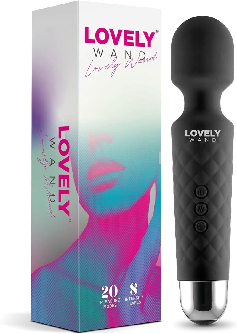 LOVELY WAND Vezeték Nélküli Masszírozó - 8 Sebességfokozat, 20 Vibrációs Mód, Vízálló, Újratölthető, Hordozható Mini Testmasszírozó, Fekete