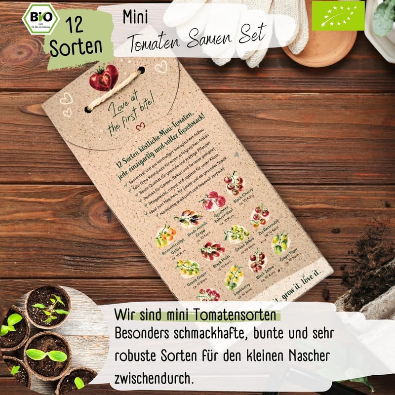 Loveplants Bio Mini Paradicsom Magok Szett - 12 Fajta Ritka és Öreg Koktél Paradicsom Magok