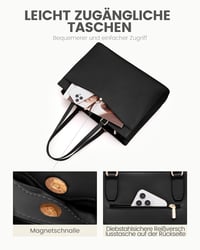 LOVEVOOK 15.6 Colos Laptop Táska Női Elegáns Üzleti Válltáska Fekete - 15,6 Zoll, Black 7
