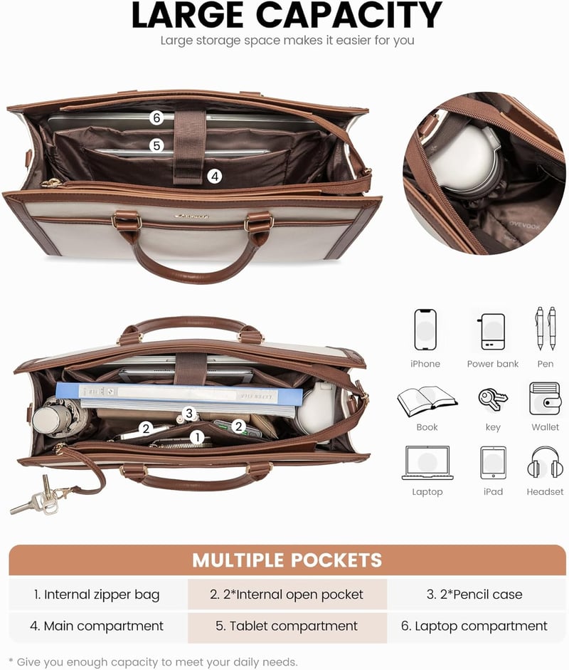 LOVEVOOK 15.6 hüvelykes laptop táska női nagy válltáska munka shopper tote