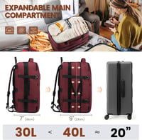 LOVEVOOK 17.3" Laptop Hátizsák 30-40L Bővíthető Utazási Backpack Bordó 2