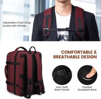 LOVEVOOK 17.3" Laptop Hátizsák 30-40L Bővíthető Utazási Backpack Bordó 6