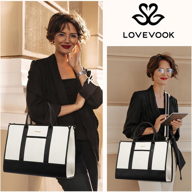 LOVEVOOK 17 hüvelykes vízálló laptop táska női munka táska nagy iskolatáska bőr