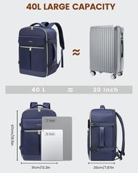 LOVEVOOK utazási hátizsák 40L, vízálló, 17"-os laptoptartóval - sötétkék 3
