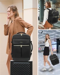 LOVEVOOK 40L Utazási Hátizsák Férfiaknak és Nőknek, Vízálló Laptop Hátizsák 17 Colos, Repülőgépes Kézipoggyász 6
