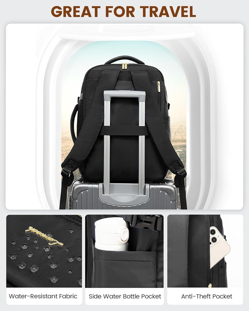 LOVEVOOK 40L Utazási Hátizsák Férfiaknak és Nőknek, Vízálló Laptop Hátizsák 17 Colos, Repülőgépes Kézipoggyász