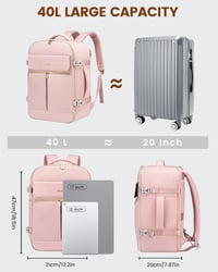 LOVEVOOK 40L Utazási Hátizsák Női Férfi Vízálló Laptop Hátizsák Repülőgép Fedélzeti Poggyász Rózsaszín 3