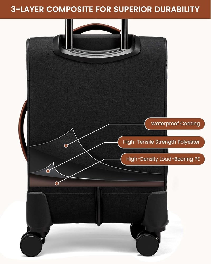 LOVEVOOK 55cm könnyű utazó bőrönd 4 kerékkel TSA zárral és laptop rekesszel