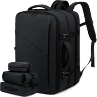 LOVEVOOK Kézipoggyász Hátizsák 30L - Bővíthető Utazótáska 15,6" Laptophoz, Repülőgép Fedélzeti Táska 180° Nyitással, Fekete 1
