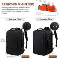 LOVEVOOK Kézipoggyász Hátizsák 30L - Bővíthető Utazótáska 15,6" Laptophoz, Repülőgép Fedélzeti Táska 180° Nyitással, Fekete 2