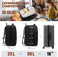 LOVEVOOK Kézipoggyász Hátizsák 30L - Bővíthető Utazótáska 15,6" Laptophoz, Repülőgép Fedélzeti Táska 180° Nyitással, Fekete 3