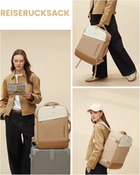 LOVEVOOK Kézipoggyász Hátizsák 40x20x25 Ryanair Wizz Air Eurowings Utazótáska Női Bővíthető Kabinbőrönd 20L Khaki 6