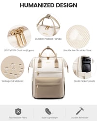 LOVEVOOK női hátizsák 15,6 colos laptoptartóval, vízálló - khaki 5