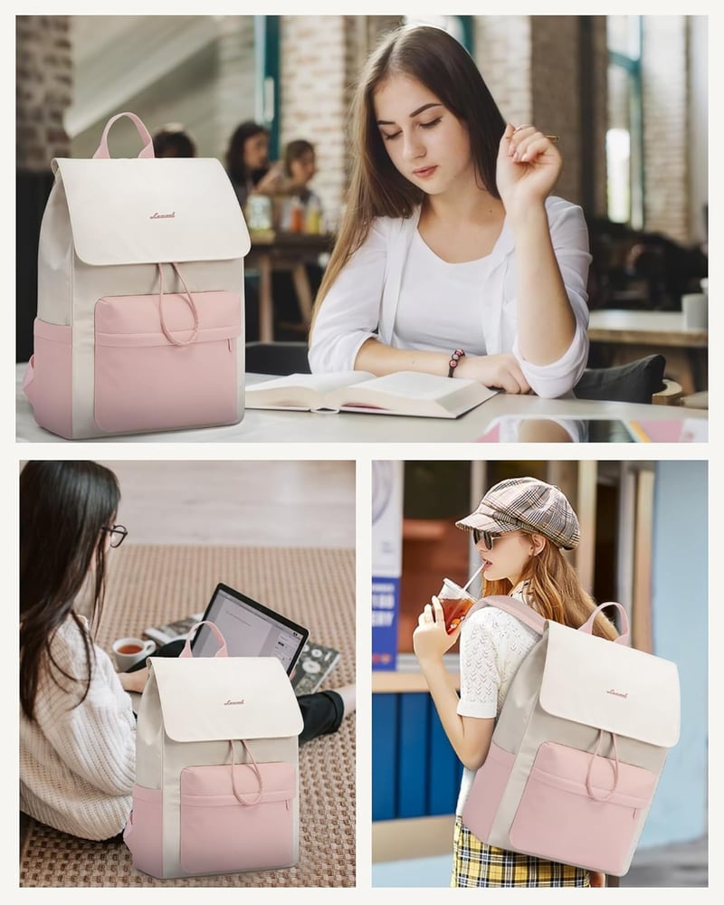 LOVEVOOK női hátizsák 15.6 laptop rekesszel, vízálló iskolai hátizsák lányoknak