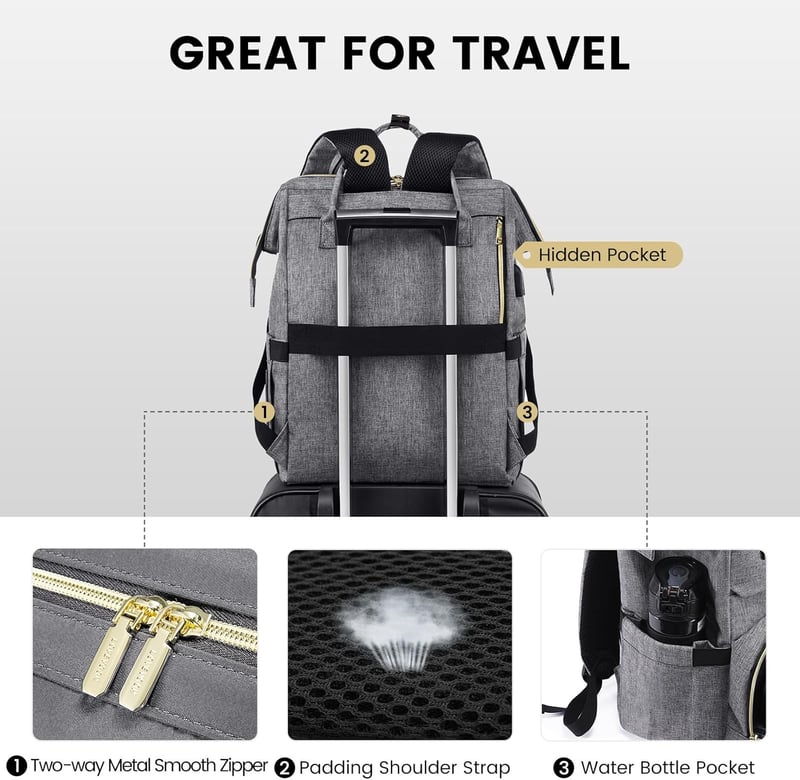 LOVEVOOK Női Laptop Hátizsák 15.6" Laptoptartóval, Vízálló Üzleti Hátizsák USB Töltőporttal, Lopásbiztos Iskolatáska Utazáshoz, Munkához