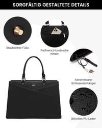 LOVEVOOK női laptop táska 15,6-17 hüvelyk vízálló shopper táska fekete 5