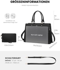 LOVEVOOK női laptop táska 15,6-17 hüvelyk vízálló shopper táska fekete 3