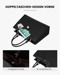 LOVEVOOK női laptop táska 15,6-17 hüvelyk vízálló shopper táska fekete 6