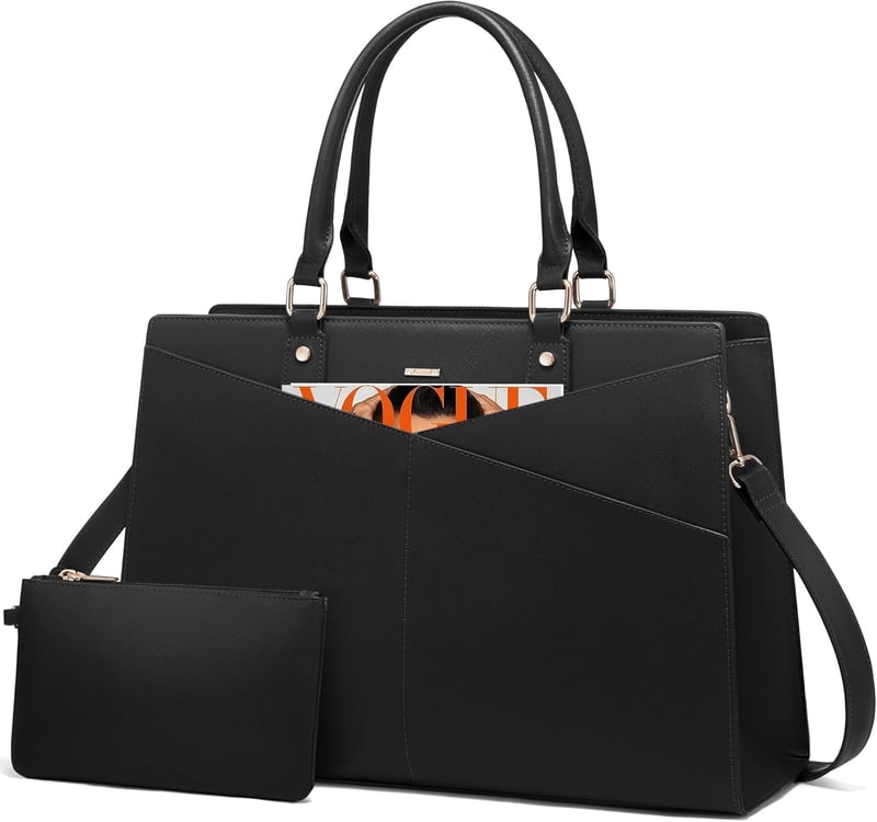 LOVEVOOK női laptop táska 15,6-17 hüvelyk vízálló shopper táska fekete