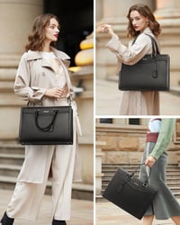 LOVEVOOK Női Laptop Táska 15.6" - Elegáns Fekete PU Bőr Válltáska Nagy Kapacitással - Üzleti, Iskolai Használatra - Többfunkciós Kézitáska T 7