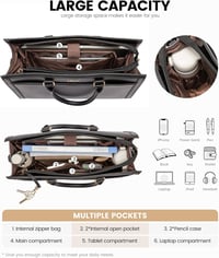 LOVEVOOK Női Laptop Táska 15.6" - Elegáns Fekete PU Bőr Válltáska Nagy Kapacitással - Üzleti, Iskolai Használatra - Többfunkciós Kézitáska T 2