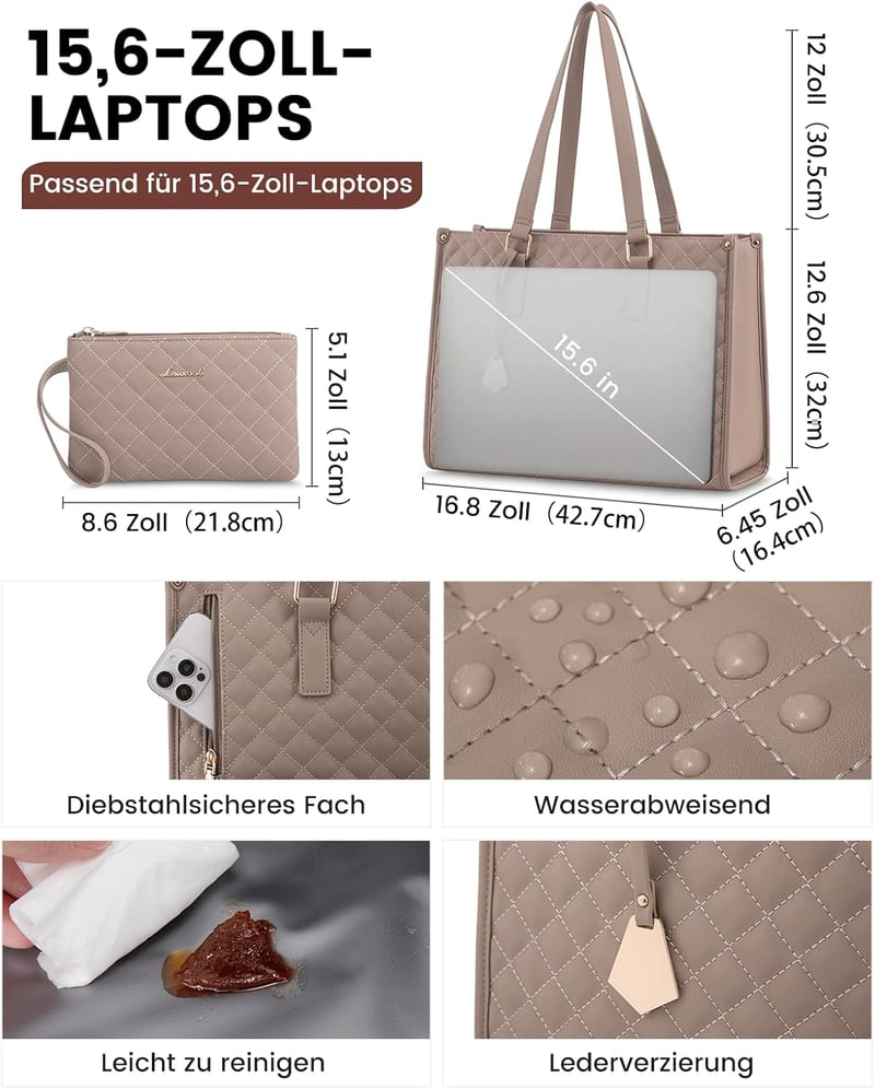 LOVEVOOK női laptop táska 15,6" hőszigeteléses ebéddobozzal, munkához és iskolához