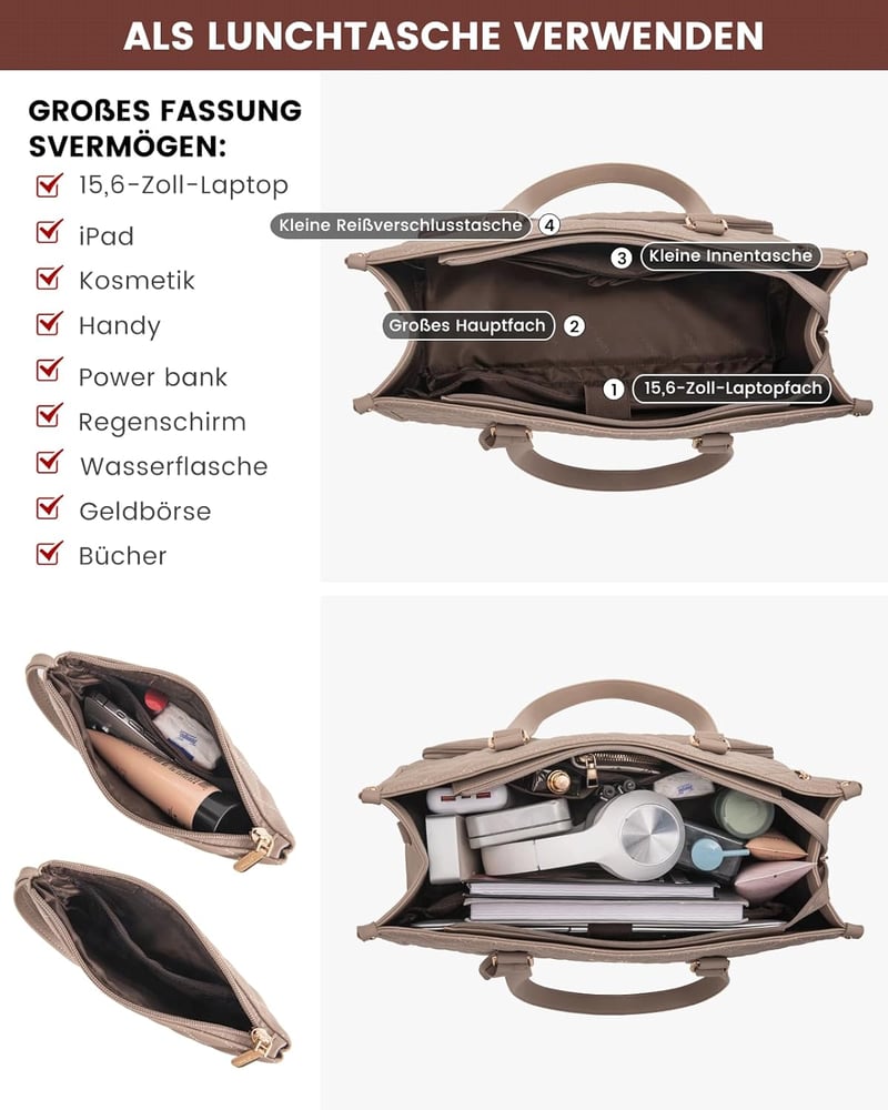 LOVEVOOK női laptop táska 15,6" hőszigeteléses ebéddobozzal, munkához és iskolához