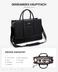 LOVEVOOK Női Laptop Táska 17" - Vízálló Üzleti Kézitáska Nagy Kapacitással, Többfunkciós Válltáska Egyetemre, Munkába - Fekete 3