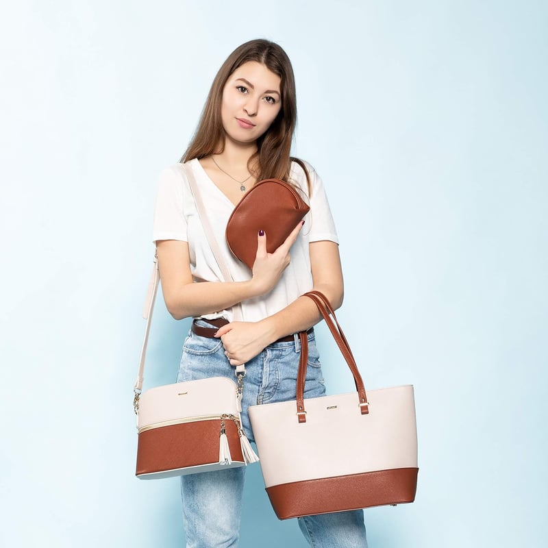 LOVEVOOK Női Táska Szett 3 db - Nagyméretű Válltáska, Shopper Kézitáska Utazáshoz, Munkához, Bevásárláshoz