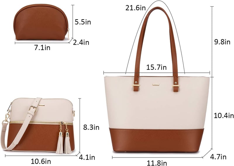 LOVEVOOK Női Táska Szett 3 db - Nagyméretű Válltáska, Shopper Kézitáska Utazáshoz, Munkához, Bevásárláshoz
