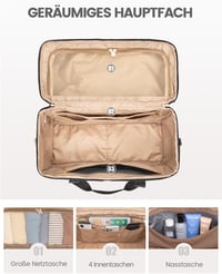 LOVEVOOK Női Utazótáska Vízálló Weekender Kézipoggyász Nagy Sporttáska Kórházi Táska Repülőgép Edzőterem Fekete - XL, Beige and Black 3