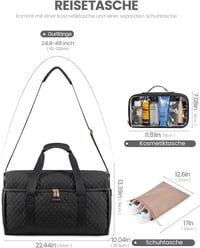 LOVEVOOK Női Utazótáska Vízálló Weekender Kézipoggyász Nagy Sporttáska Kórházi Táska Repülőgép Edzőterem Fekete - XL, Beige and Black 4