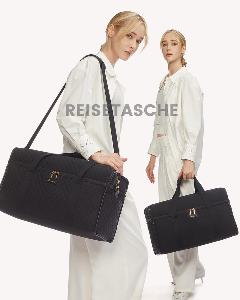 LOVEVOOK Női Utazótáska Vízálló Weekender Kézipoggyász Nagy Sporttáska Kórházi Táska Repülőgép Edzőterem Fekete - XL, Beige and Black