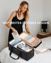 LOVEVOOK Női Utazótáska Vízálló Weekender Kézipoggyász Nagy Sporttáska Kórházi Táska Repülőgép Edzőterem Fekete - XL, Beige and Black 5