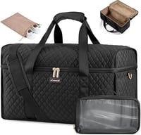 LOVEVOOK Női Utazótáska Vízálló Weekender Kézipoggyász Nagy Sporttáska Kórházi Táska Repülőgép Edzőterem Fekete - XL, Beige and Black 1