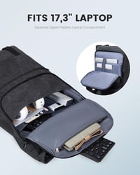 LOVEVOOK Rolltop Hátizsák 17.3" Laptop Vízálló Utazási Iskolai Munka Fekete Vászon 2