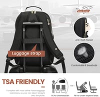 LOVEVOOK Vízálló Laptop Hátizsák 15,6" - Női Iskolatáska USB Töltőporttal, Több Rekesszel, Utazáshoz, Munkához, Egyetemhez - Fekete 6
