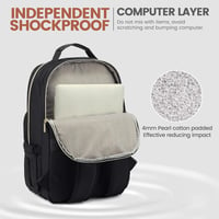 LOVEVOOK Vízálló Laptop Hátizsák 15,6" - Női Iskolatáska USB Töltőporttal, Több Rekesszel, Utazáshoz, Munkához, Egyetemhez - Fekete 3