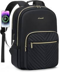 LOVEVOOK Vízálló Laptop Hátizsák 15,6" - Női Iskolatáska USB Töltőporttal, Több Rekesszel, Utazáshoz, Munkához, Egyetemhez - Fekete 1