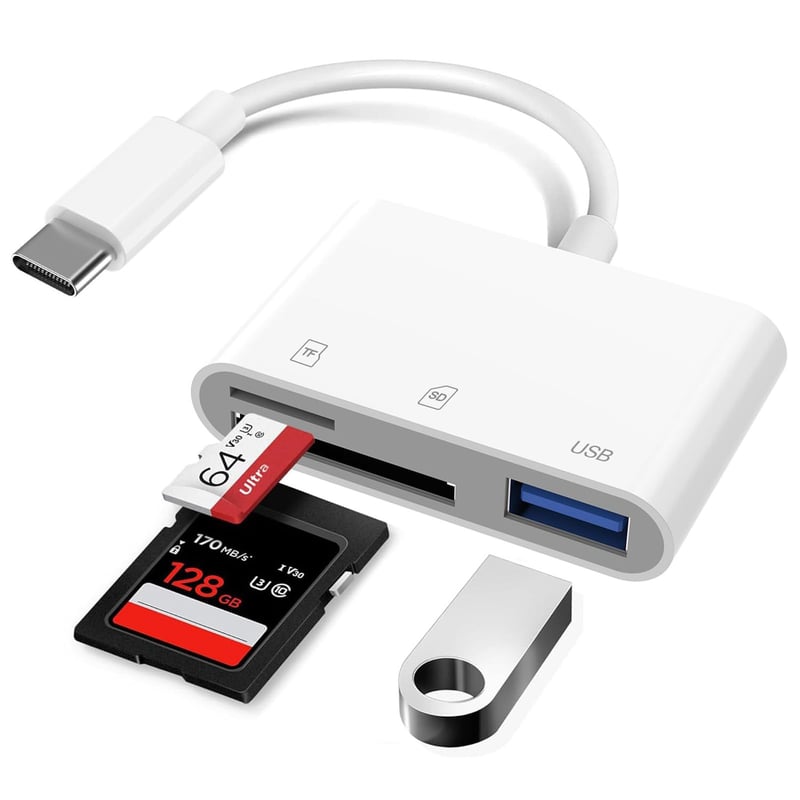 Čítačka kariet Loydia USB-C s dvojitým slotom pre SD a TF karty, Plug and Play, adaptér na pamäťové karty kompatibilný s SDXC, SDHC a Micro SDXC