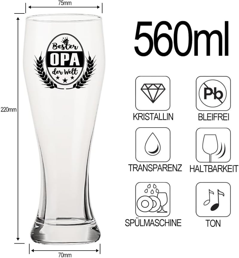 LOZACHE Nagypapa Sörös Pohár 0,5L "Legjobb OPA" Ajándék Férfiaknak