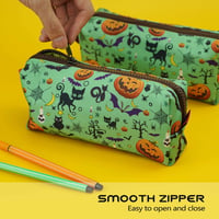 LParkin Halloween Vászon Tolltartó Kék Smink Kozmetikai Táska Ceruza Tartó 4