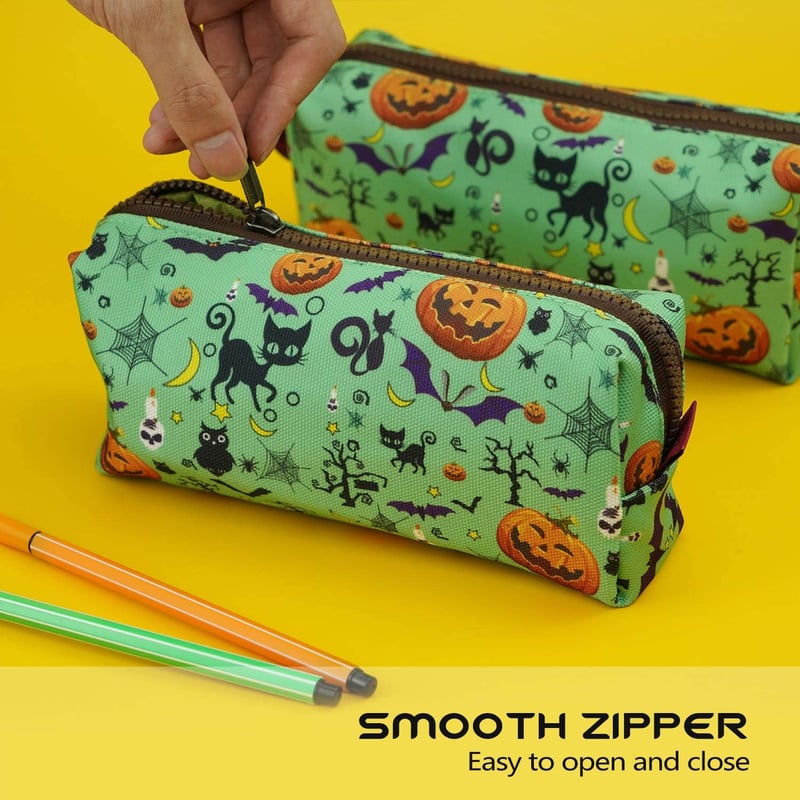 LParkin Halloween Vászon Tolltartó Kék Smink Kozmetikai Táska Ceruza Tartó