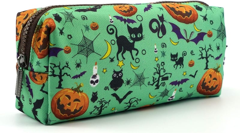 LParkin Halloween Vászon Tolltartó Kék Smink Kozmetikai Táska Ceruza Tartó