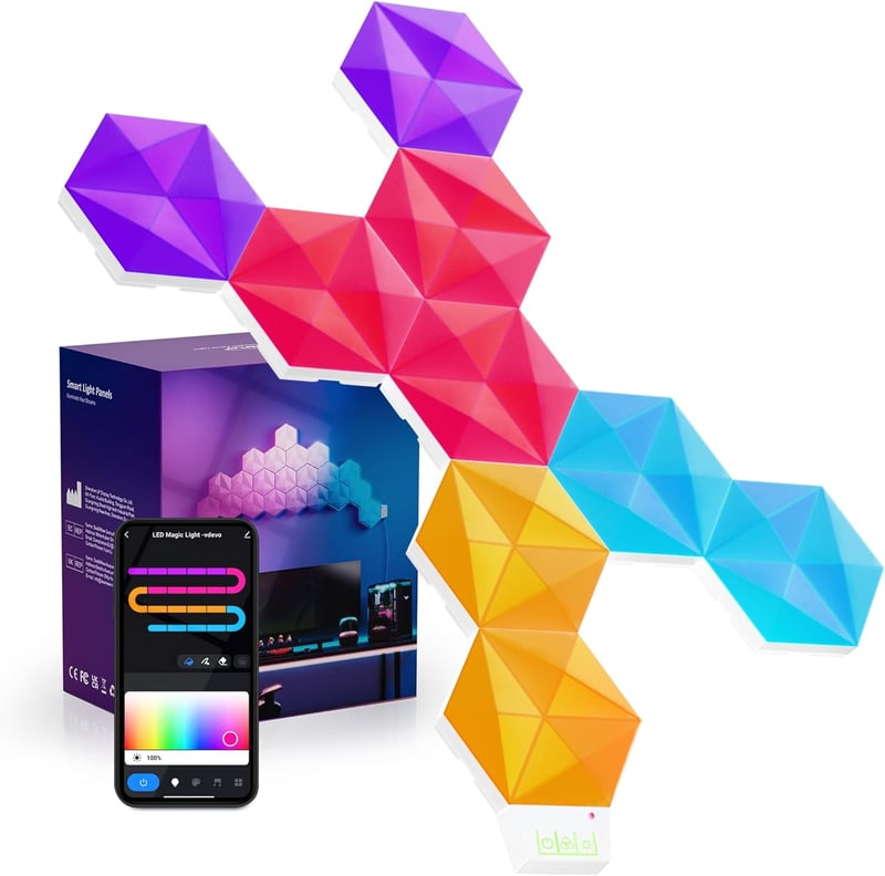 Lphianx Smart Hexagon LED Panel 9 db RGB Zenevetítés Alexa Google kompatibilis