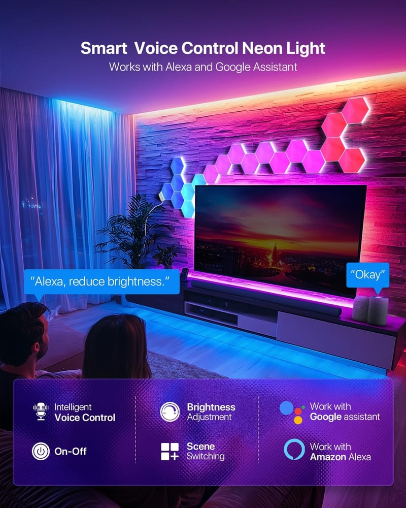 Lphianx Smart Hexagon LED Panel 9 db RGB Zenevetítés Alexa Google kompatibilis