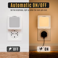 LQWELL noćna zidna lampa s utikačem i senzorom sumraka, podesiva svjetlina, automatsko orijentacijsko svjetlo, topla bijela, za dječju sobu, hodnik i stepenice, bijela, 2 komada 4