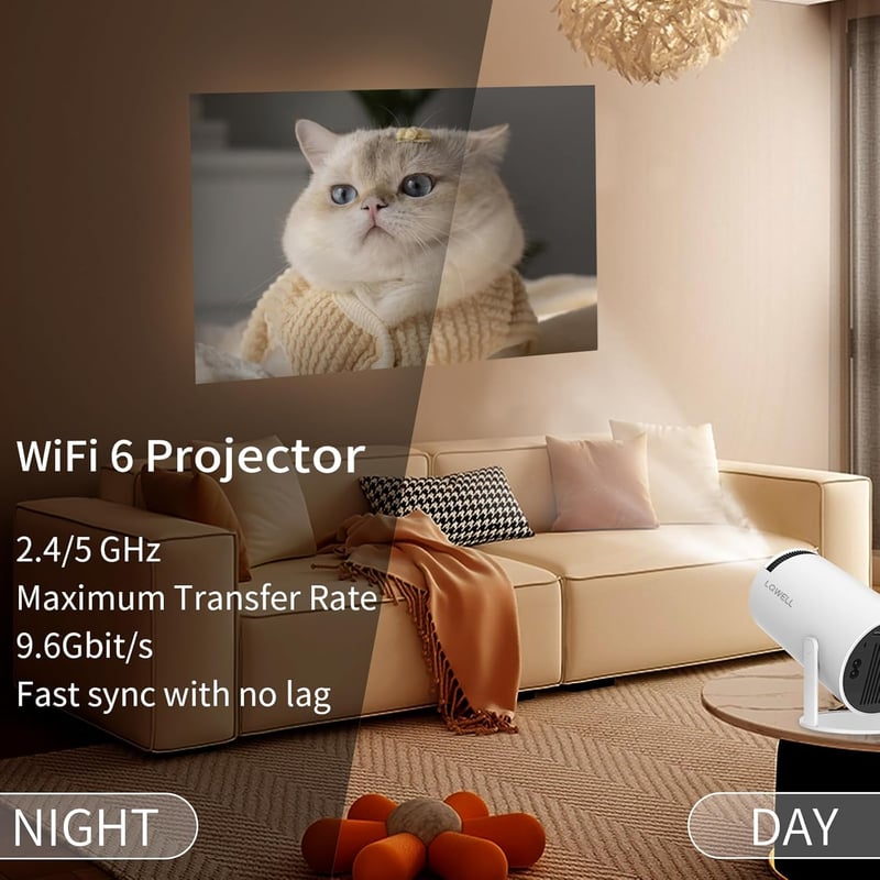 LQWELL HY300 PRO 4K Mini Projektor WiFi 6 Android 11 Hordozható Otthoni Kültéri