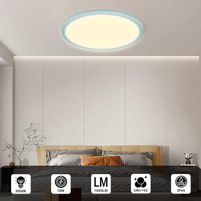 LQWELL LED mennyezeti lámpa IP44 vízálló kék 18W 3000K