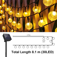 LQWELL Napelemes Tündérfény Kültéri Kert 30LED 8M IP44 Meleg Fehér 7